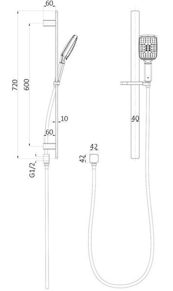 Seto Multifunction Shower On Rail Chrome - Image 2