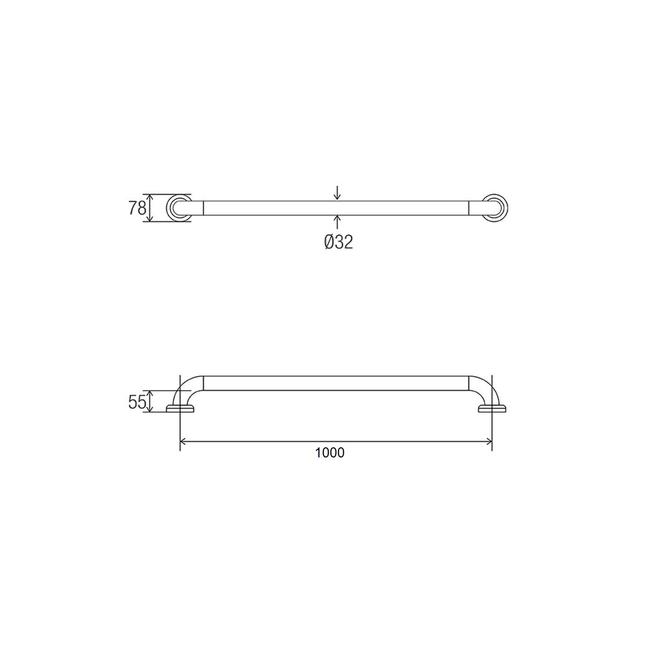 Hygienic Seal Grab Rail Straight 1000mm Polished Supreme - Image 4