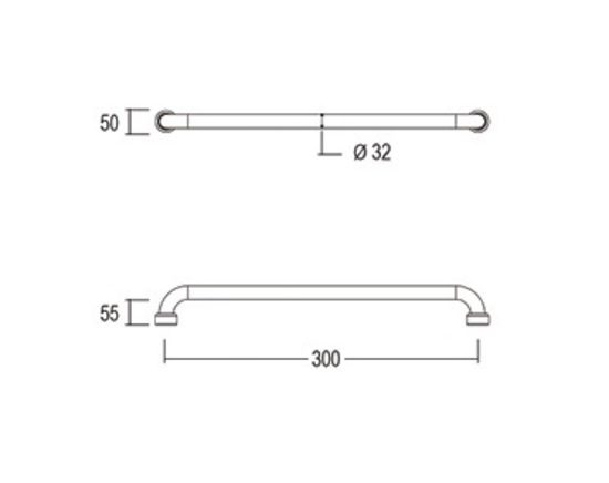 Hygienic Seal Grab Rail Straight 300mm Polished Supreme - Image 4