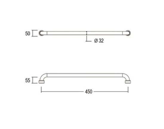 Hygienic Seal Grab Rail Straight 450mm Polished Supreme - Image 4