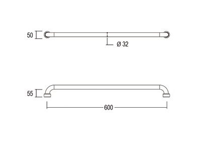 Hygienic Seal Grab Rail Straight 600mm Polished Supreme - Image 4