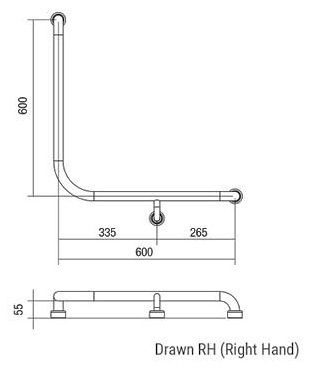 Grab Rail 600mm Right Hand - Image 2