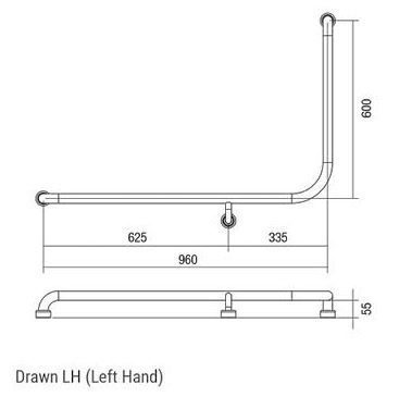 Ambulant Toilet Grab Rail 960mm Left Hand - Image 2