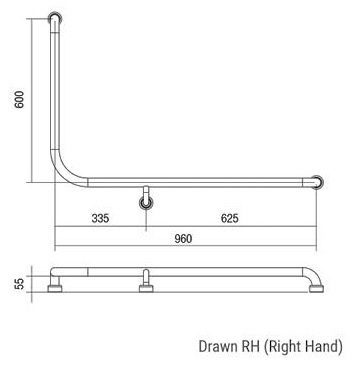 Ambulant Toilet Grab Rail 960mm Right Hand - Image 2