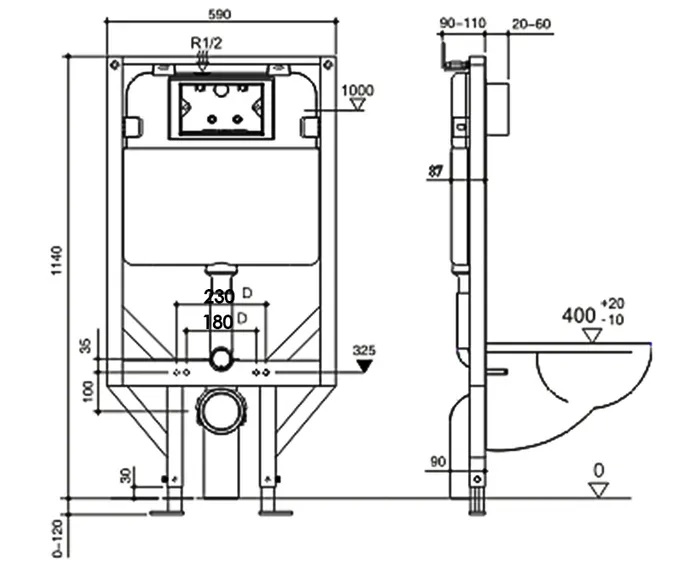 R & T Wall Hung Inwall Toilet Cistern - Image 2