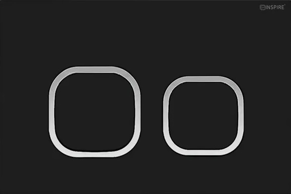 Inspire Dual Flush Plate Soft Square Matte Black & Chrome IS30B