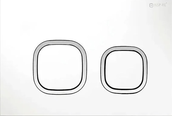 Inspire Dual Flush Plate Soft Square Matte White & Chrome IS30MW