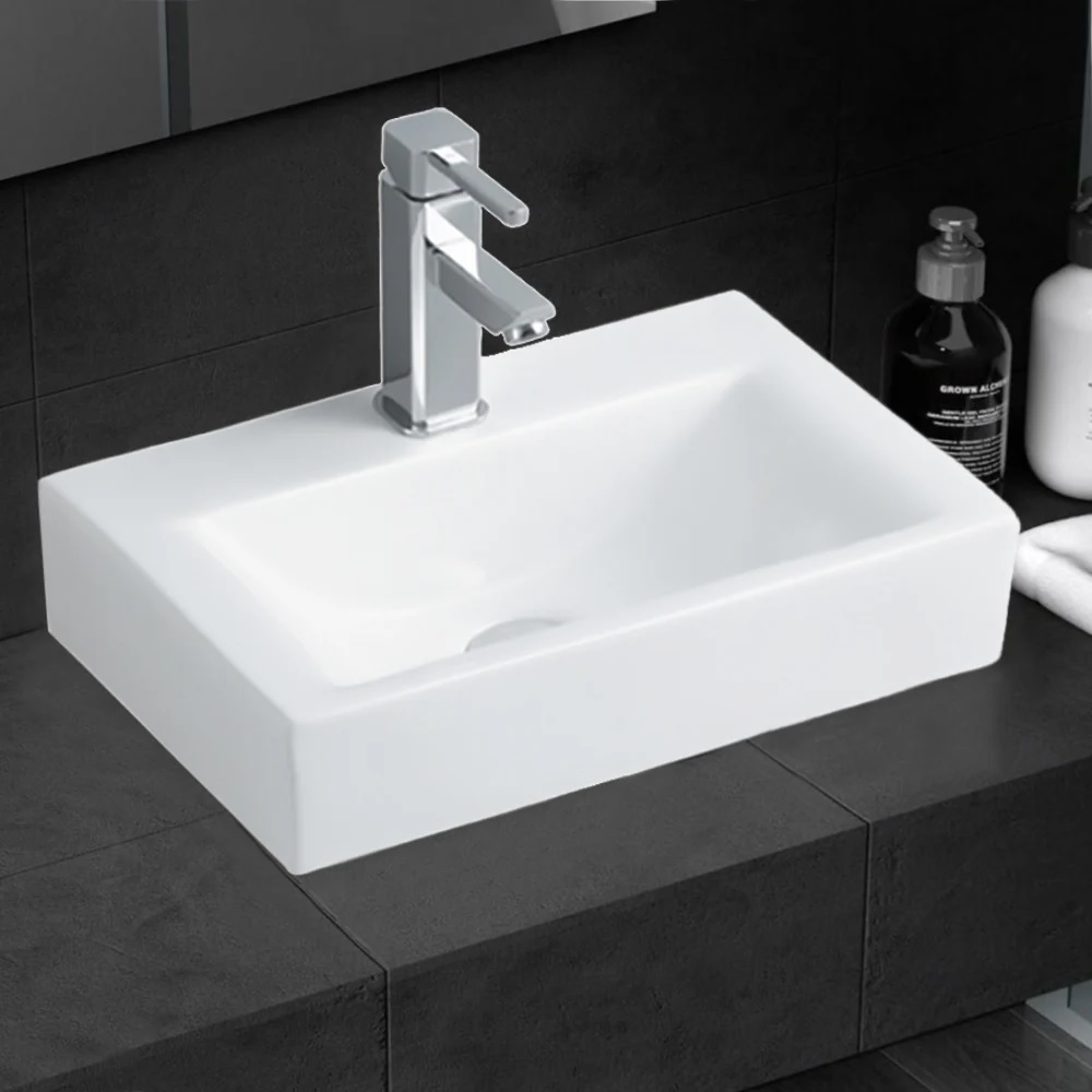 Lawton Above Counter Basin with Tap Hole Gloss White