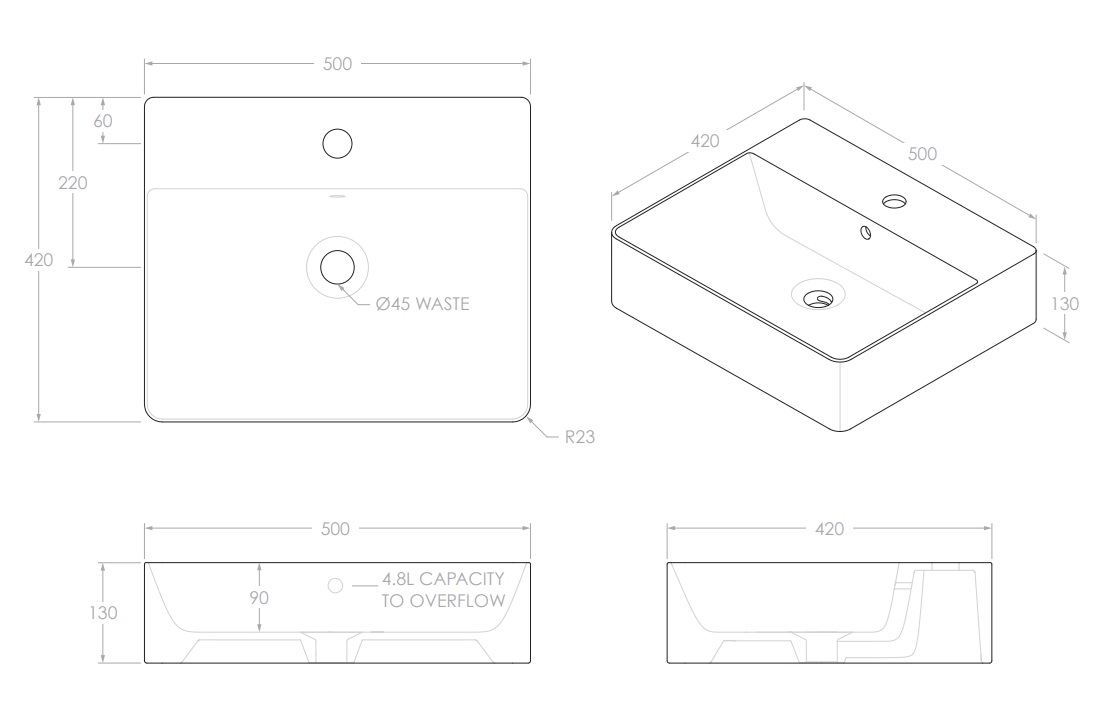 Jack Above Counter Ceramic Basin Matte White - Image 3