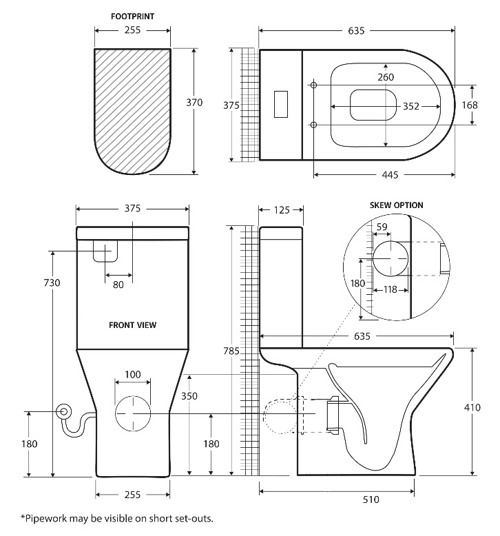Chica Rimless Skew Trap Toilet Suite - Image 6