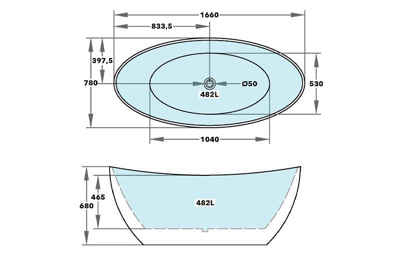 1660mm Double High Back Freestanding Bath Matte White - Image 4
