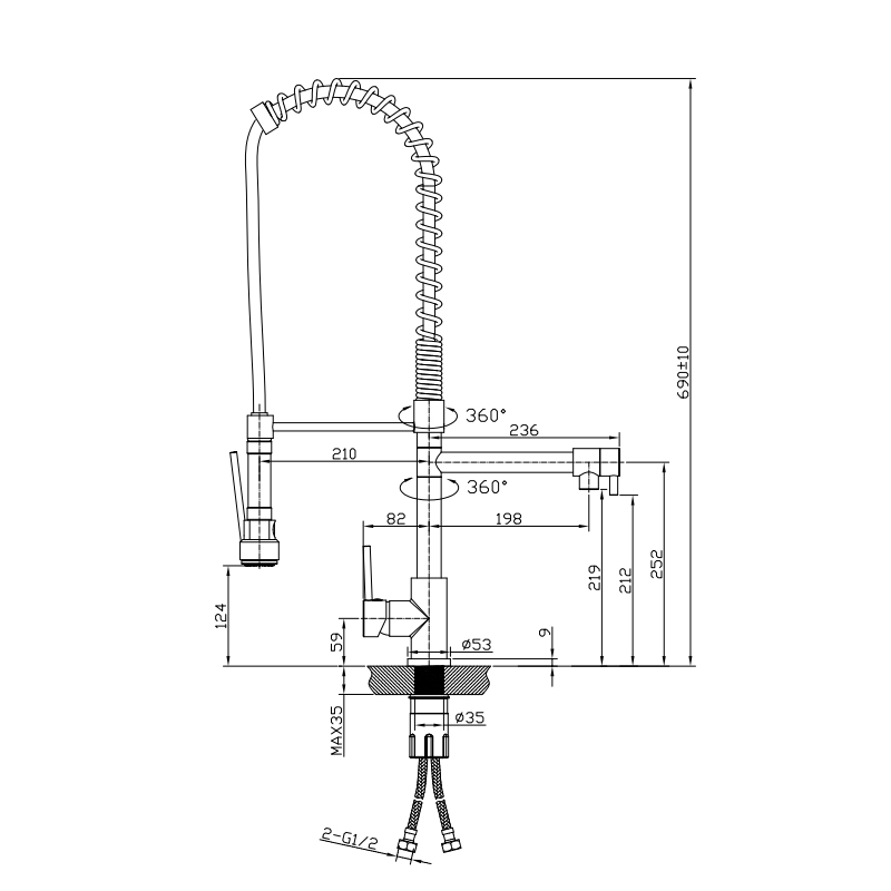 Kuchendesigner Pull Out Deluxe Gooseneck Kitchen Mixer - Image 2