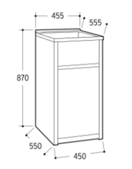 Laundry Tub 455mm with Cabinet Finger Pull 35L - Image 2