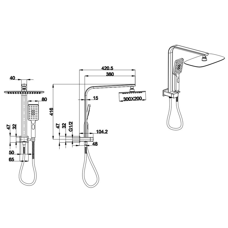 Kasten Multifunction Shower Combo Brushed Gun Metal - Image 2
