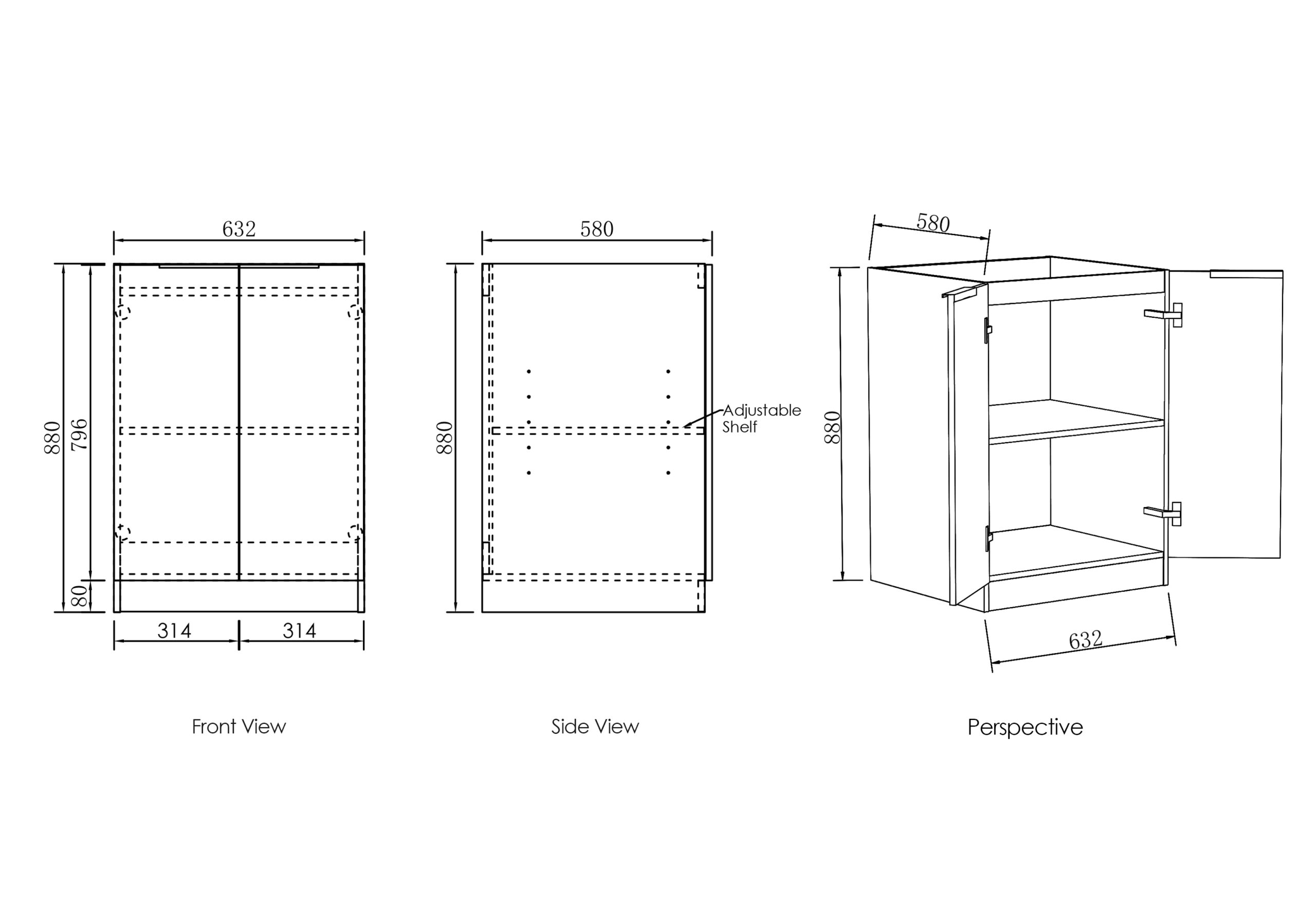 Byron Natural Oak 630mm Base Laundry Cabinet - Image 4