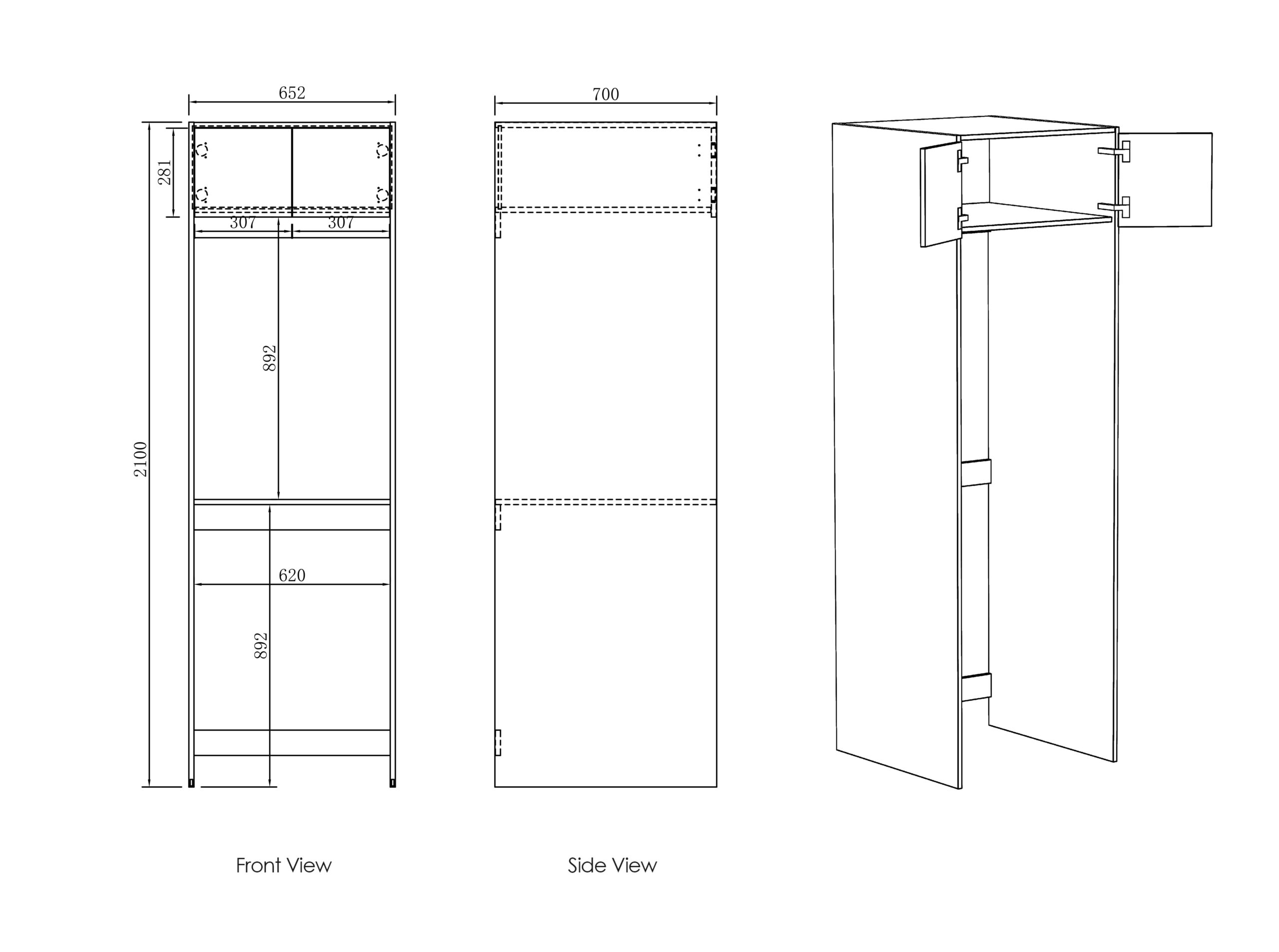 Hampshire Matte Black 2100mm Tall Washing Machine Cabinet - Image 4
