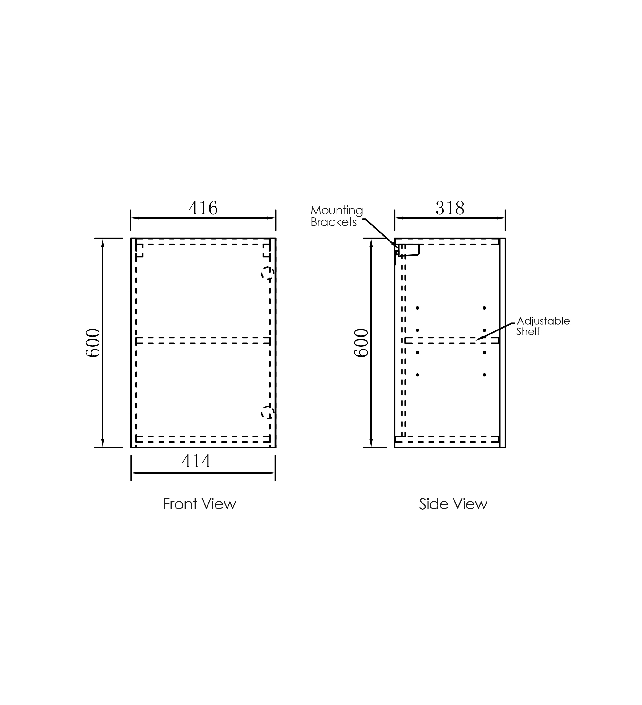 Byron Black Oak 415mm Wall Laundry Cabinet - Image 3