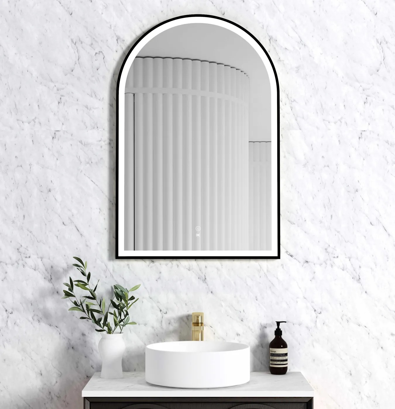 Archie Black Frame LED Mirror 900 x 600