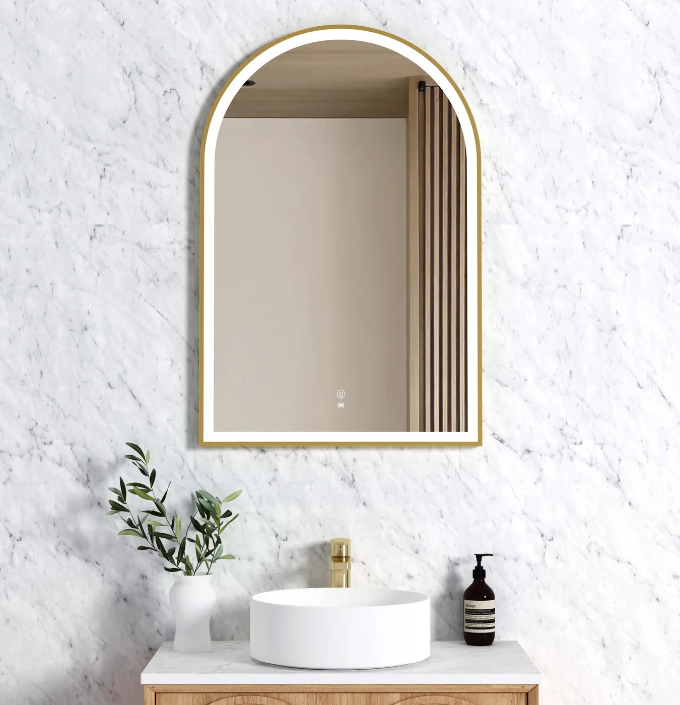 Archie Gold Frame LED Mirror 900 x 600