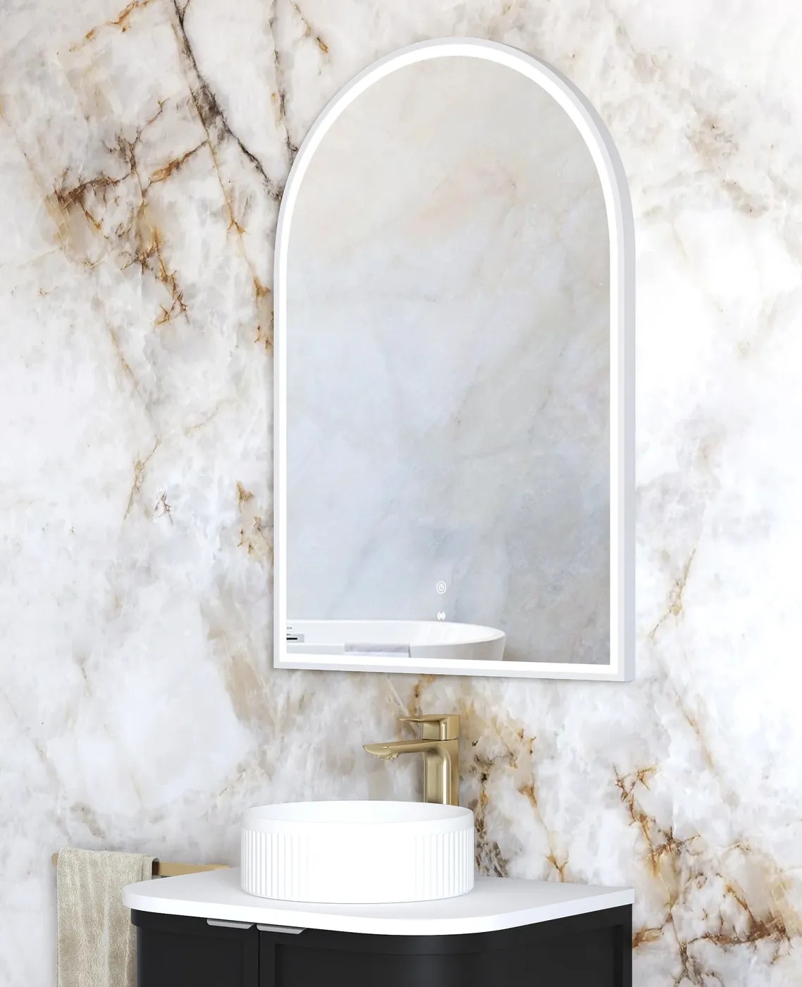 Archie Matte White Frame LED Mirror 900 x 600 - Image 2