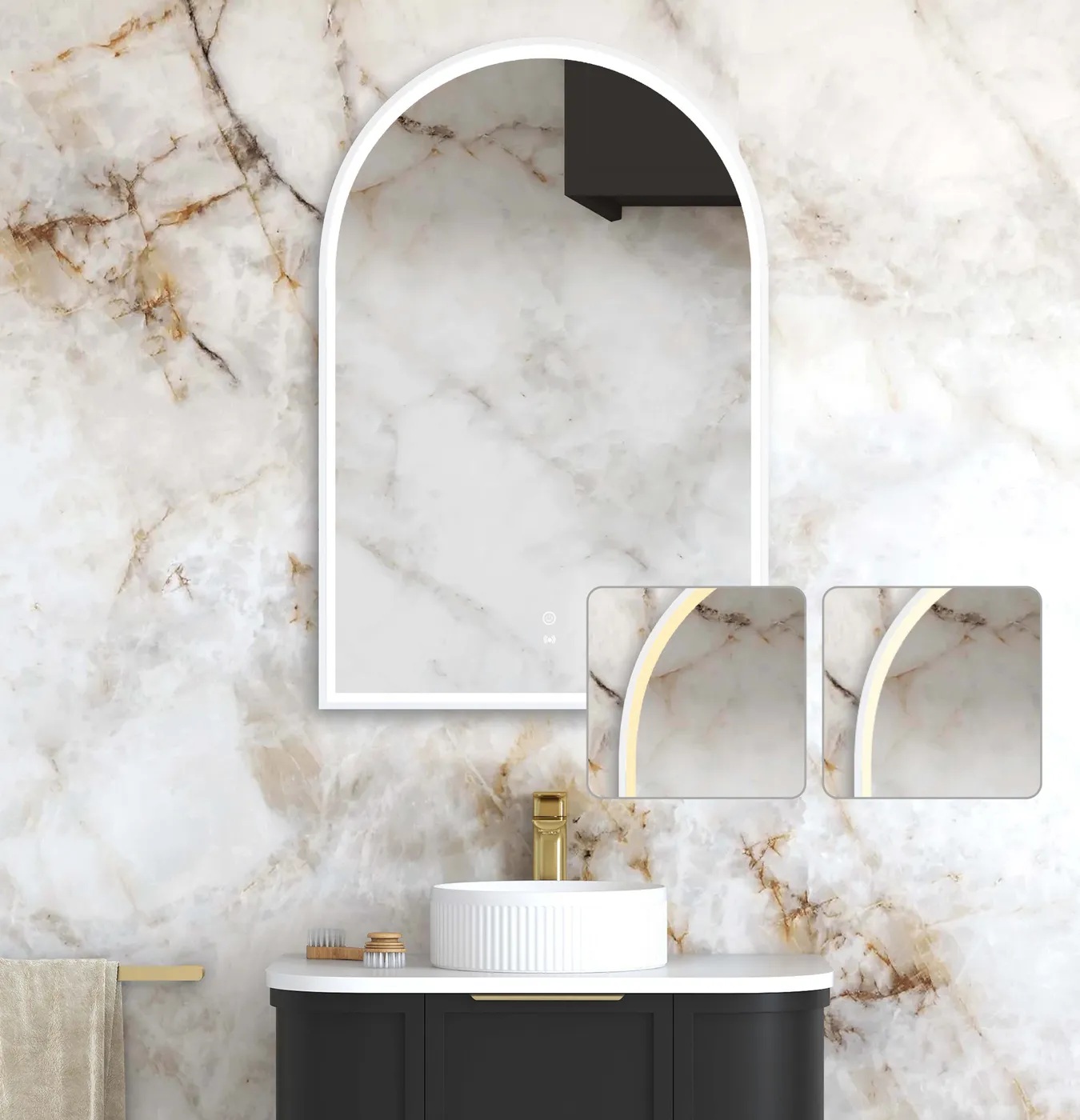 Archie Matte White Frame LED Mirror 900 x 600 - Image 3