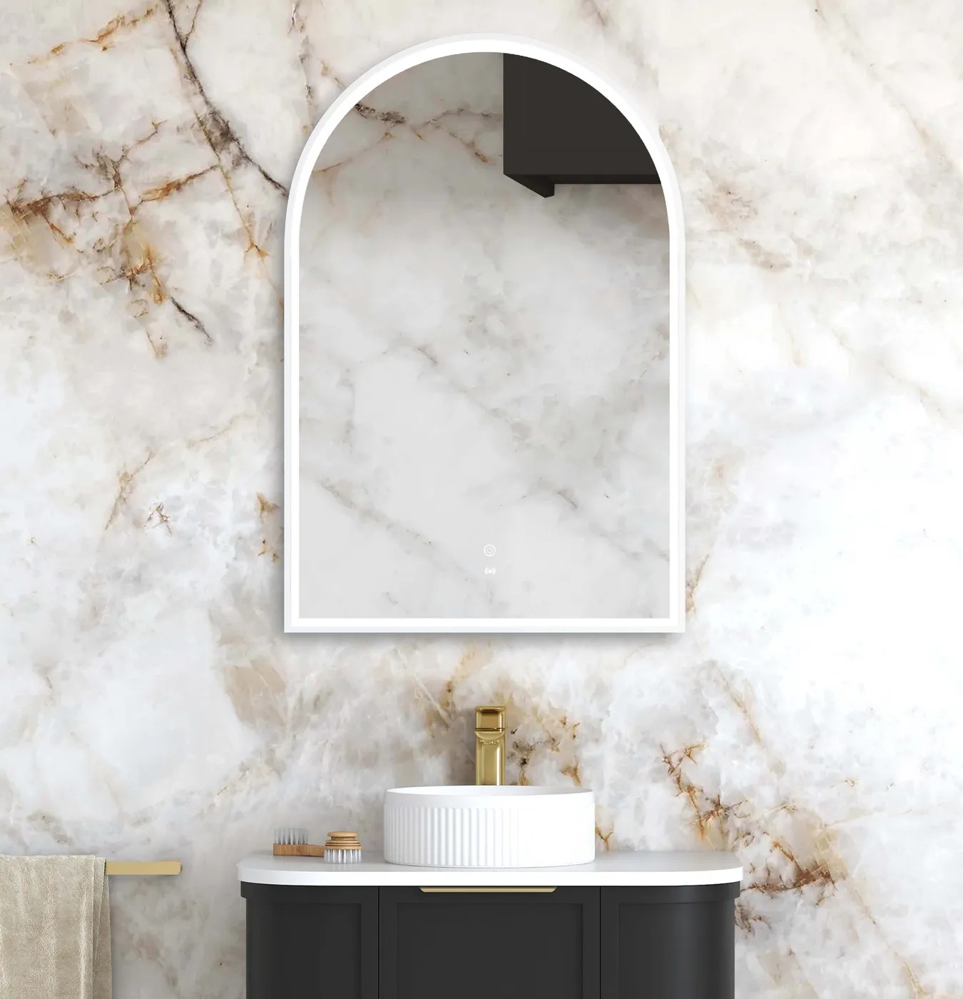 Archie Matte White Frame LED Mirror 900 x 600