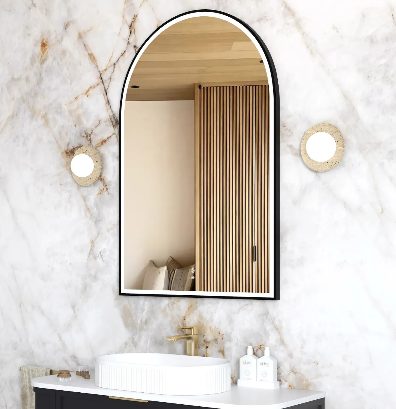 Archie Black Metal Frame LED Mirror 1200 x 800 - Image 2