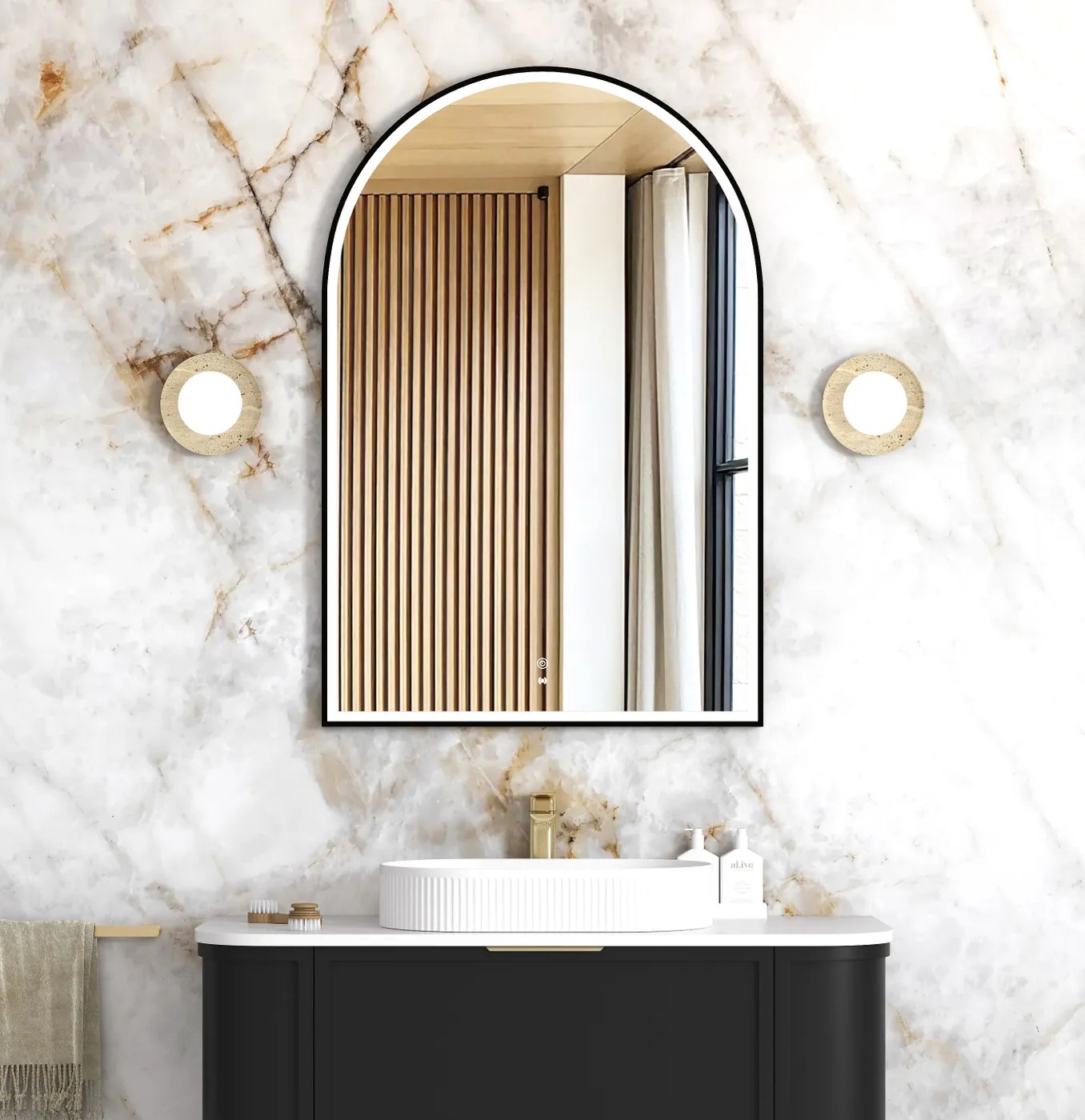 Archie Black Metal Frame LED Mirror 1200 x 800