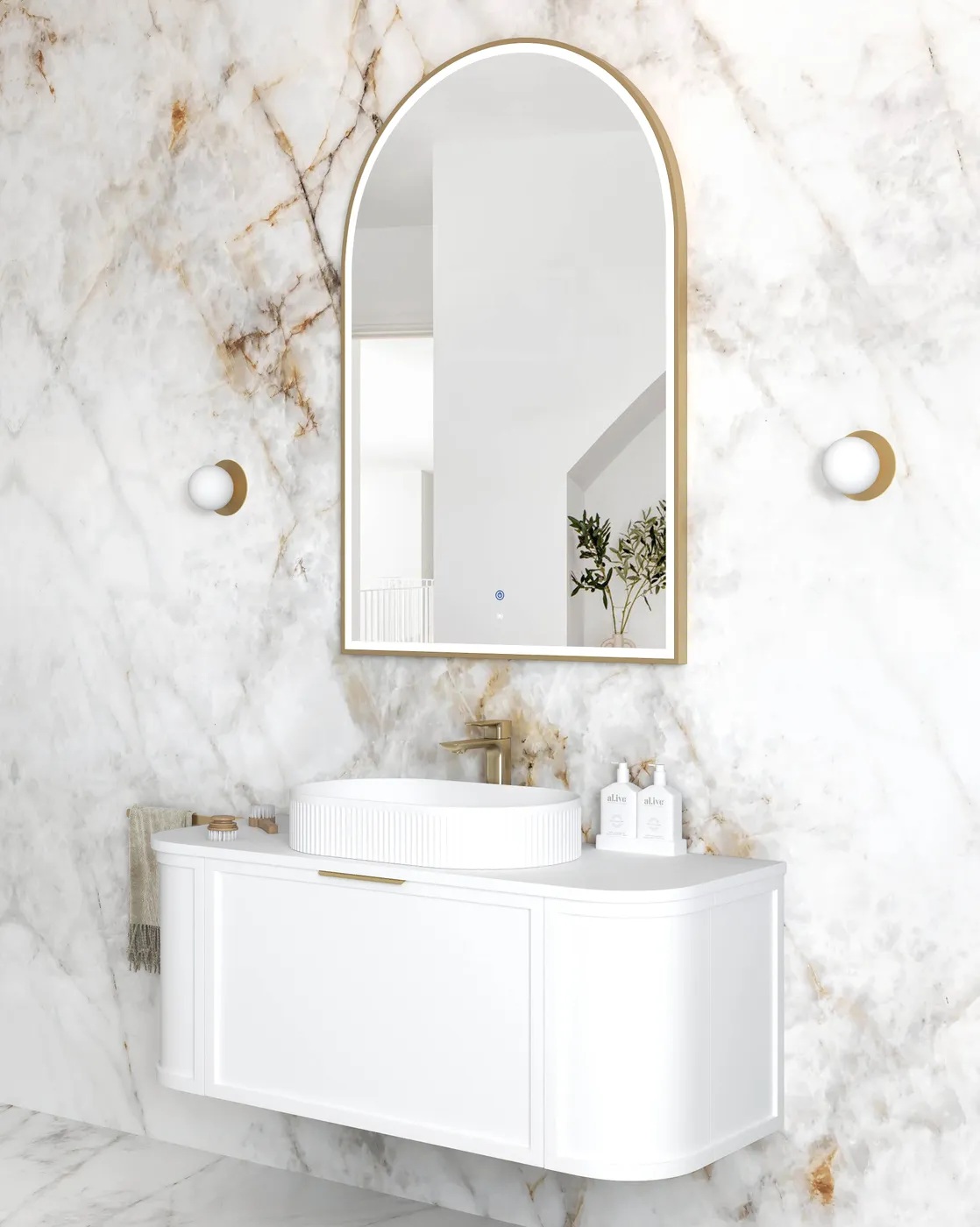 Archie Gold Metal Frame LED Mirror 1200 x 800 - Image 2
