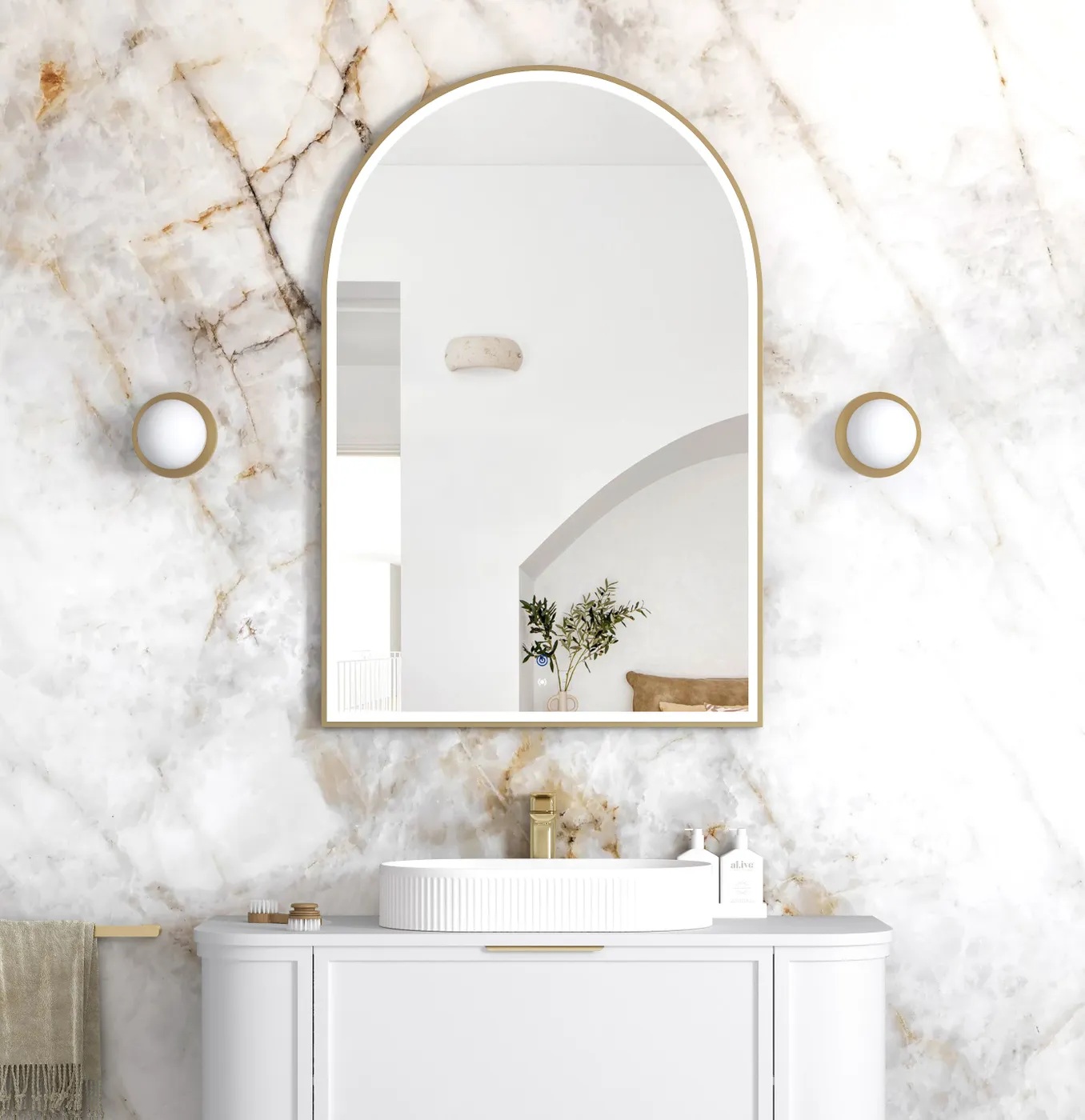 Archie Gold Metal Frame LED Mirror 1200 x 800