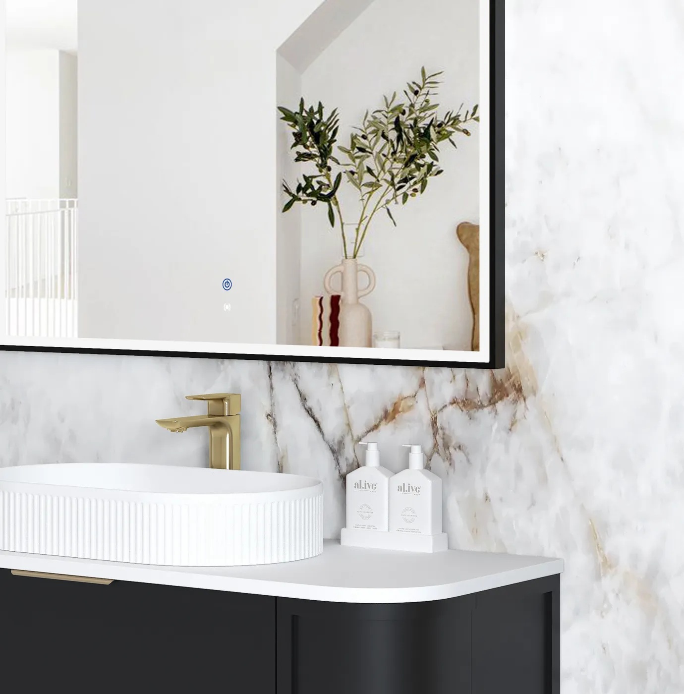 Archie Black Metal Frame LED Mirror 1500 x 1000 - Image 3