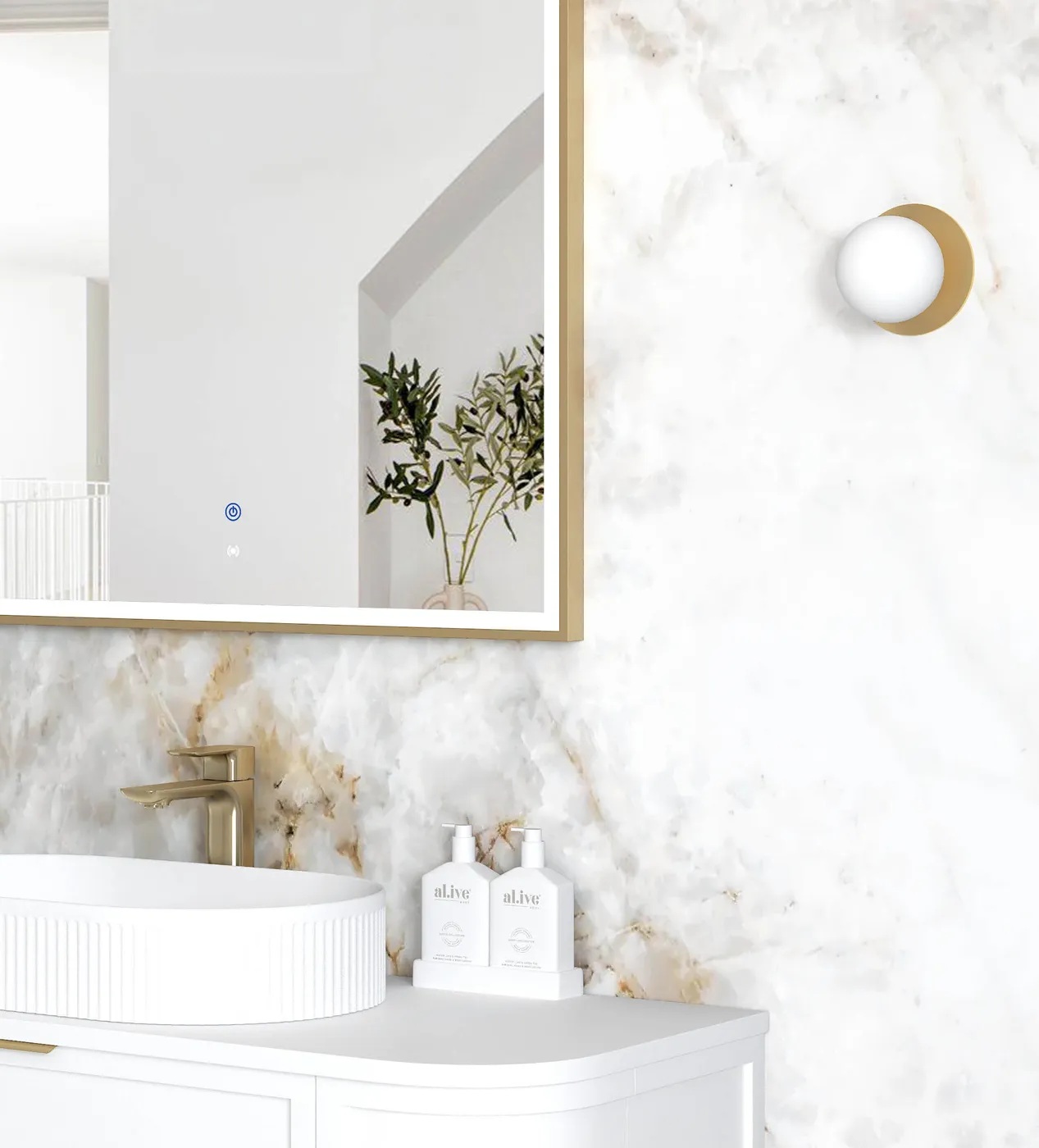 Archie Gold Metal Frame LED Mirror 1500 x 1000 - Image 3