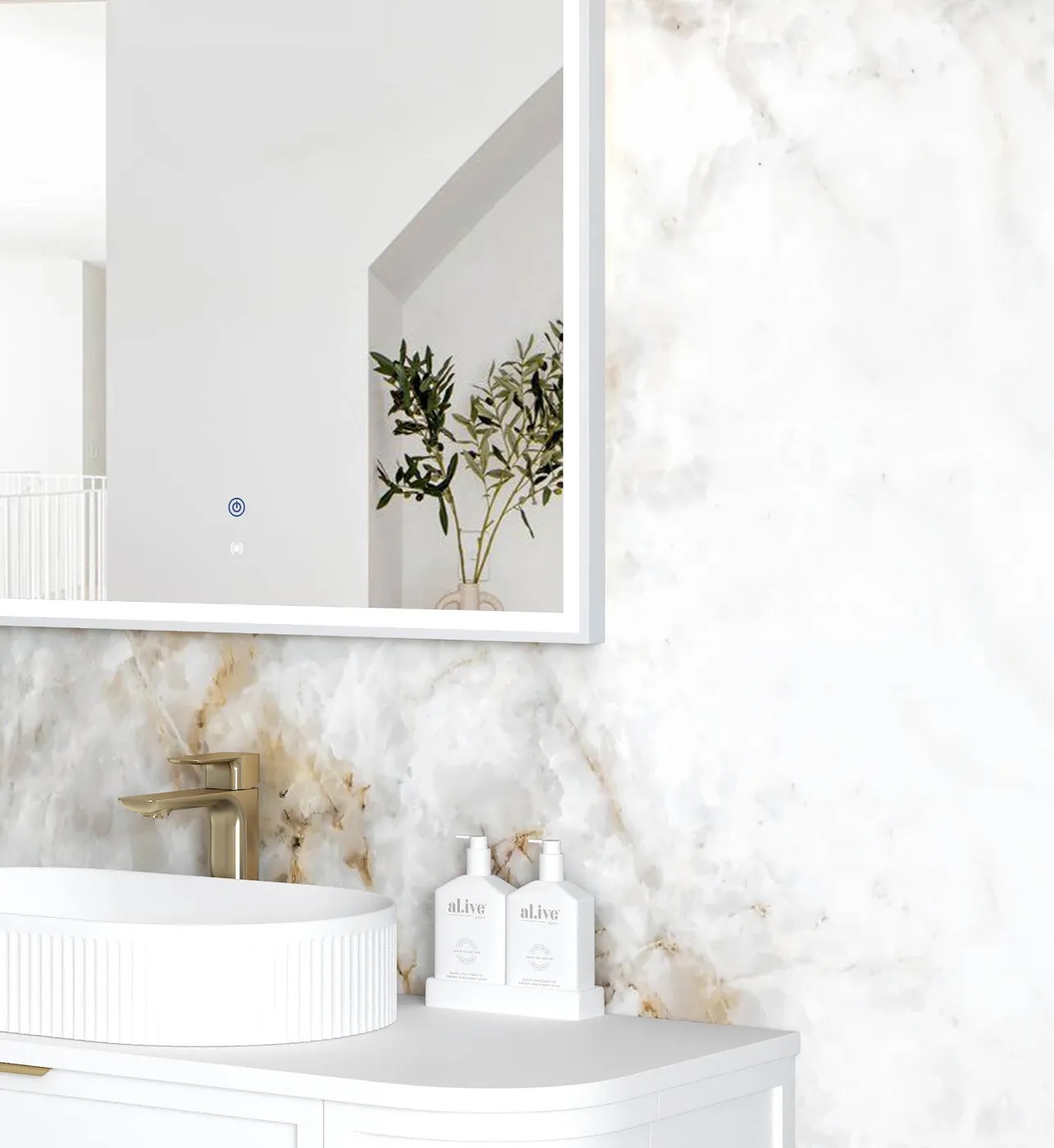Archie White Metal Frame LED Mirror 1500 x 1000 - Image 3