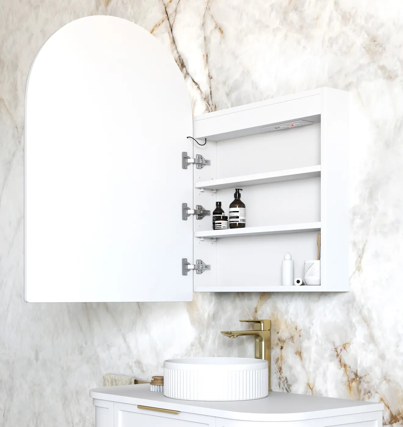 Archie Led Shaving Cabinet 600 x 900 Matte White Premium Edition - Image 2