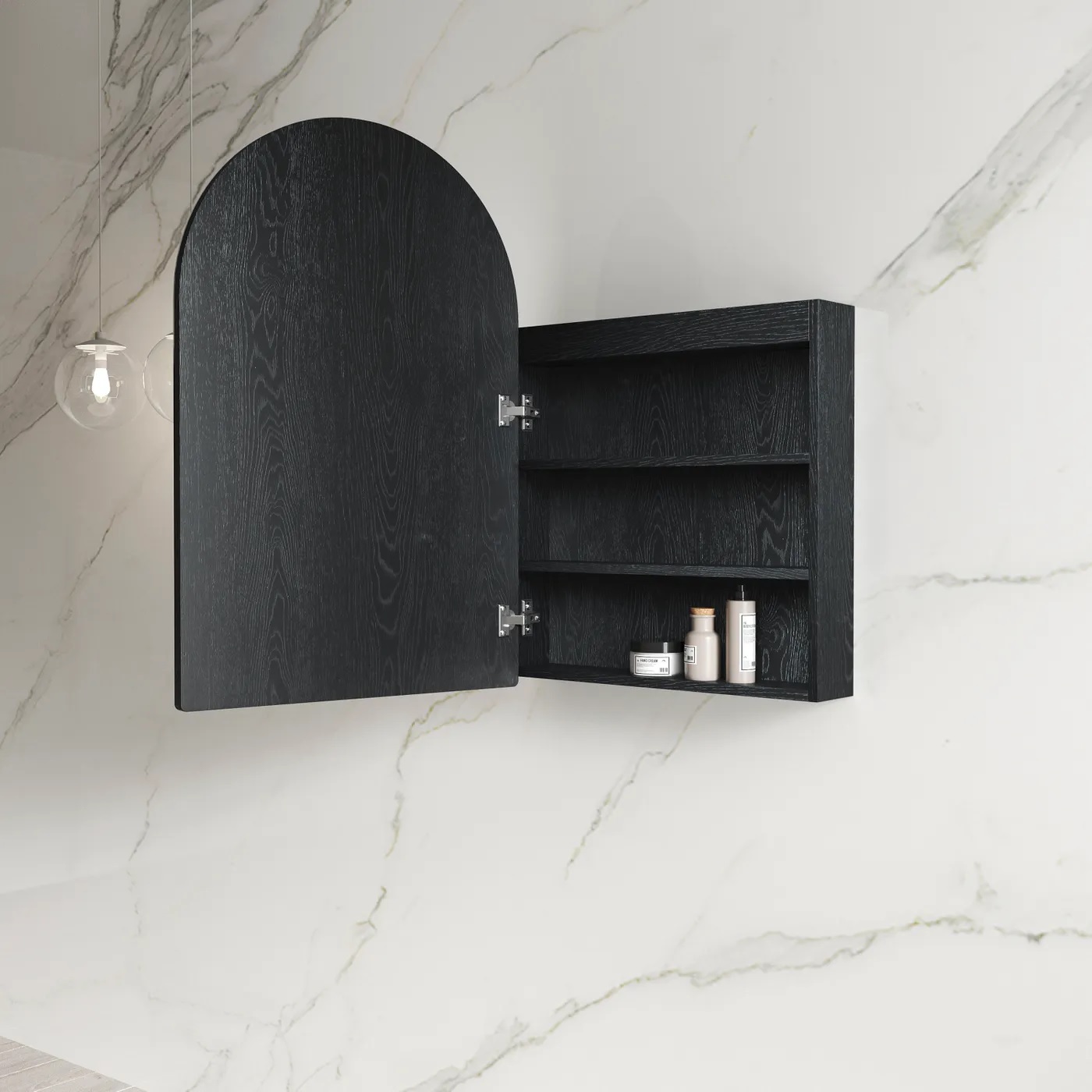 Archie Led Shaving Cabinet Black Oak - Image 2