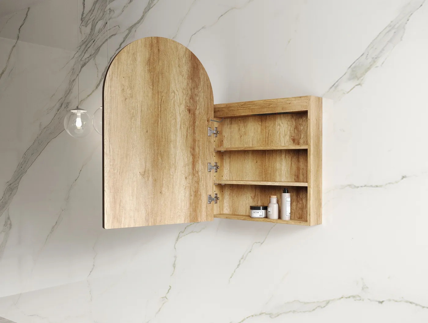 Archie Led Shaving Cabinet 600 x 900 Natural Oak Premium Edition - Image 3
