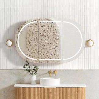 Bondi Led Shaving Cabinet Natural Oak 1200 x 750 Premium Edition