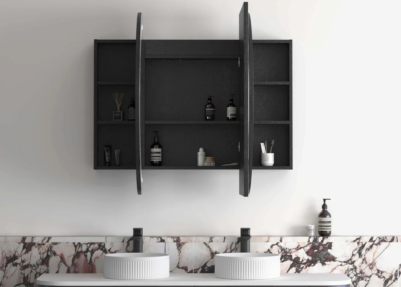 Bondi Led Shaving Cabinet 1500 x 900 Black Oak Premium Edition - Image 2