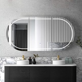 Bondi Led Shaving Cabinet 1800 x 900 Black Oak Premium Edition