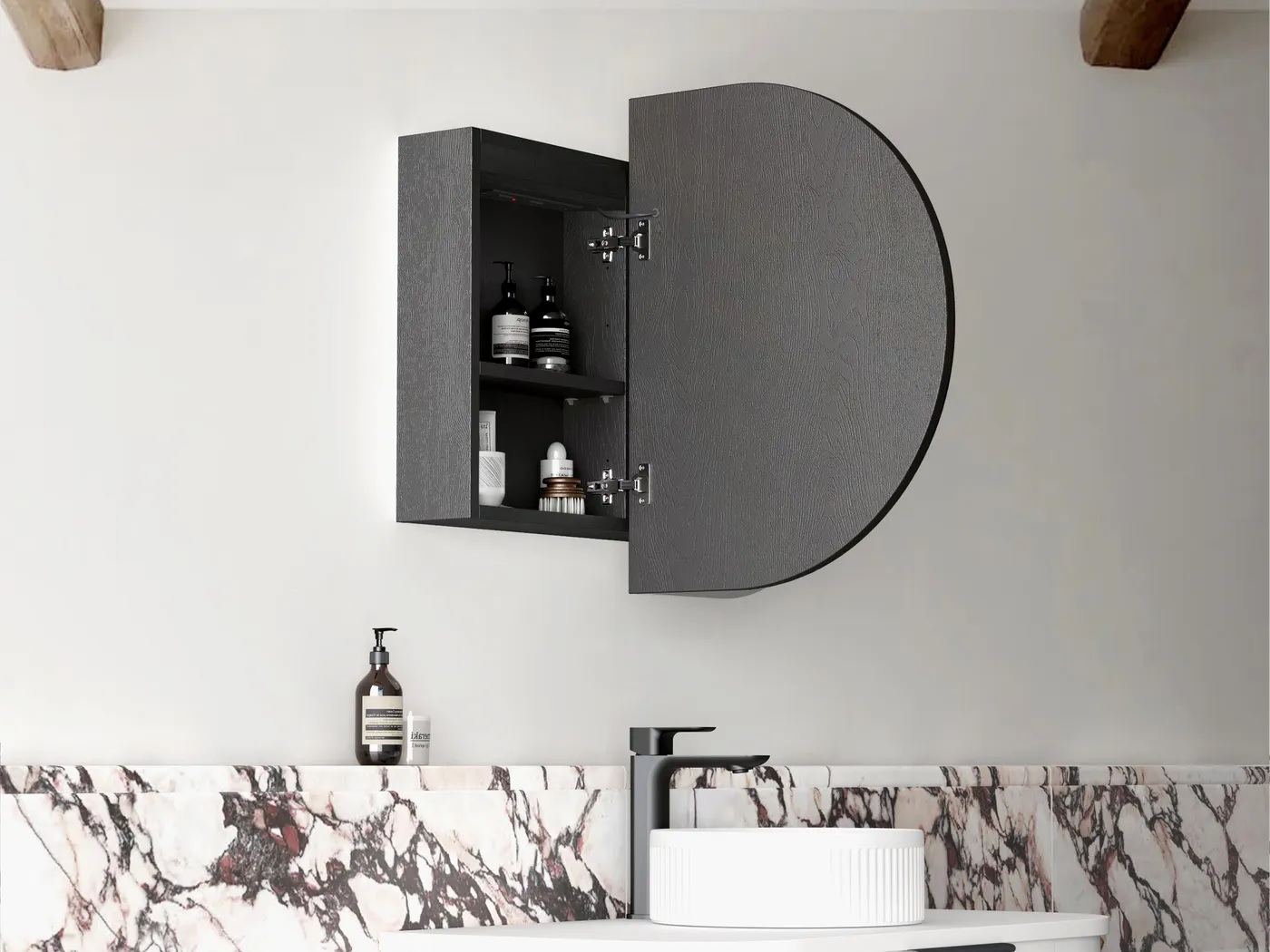 Bondi Led Shaving Cabinet Premium Edition Black Oak 900 x 600 - Image 5