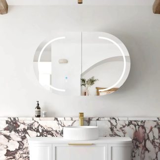 Bondi Led Shaving Cabinet Premium Edition Matte White 900 x 600