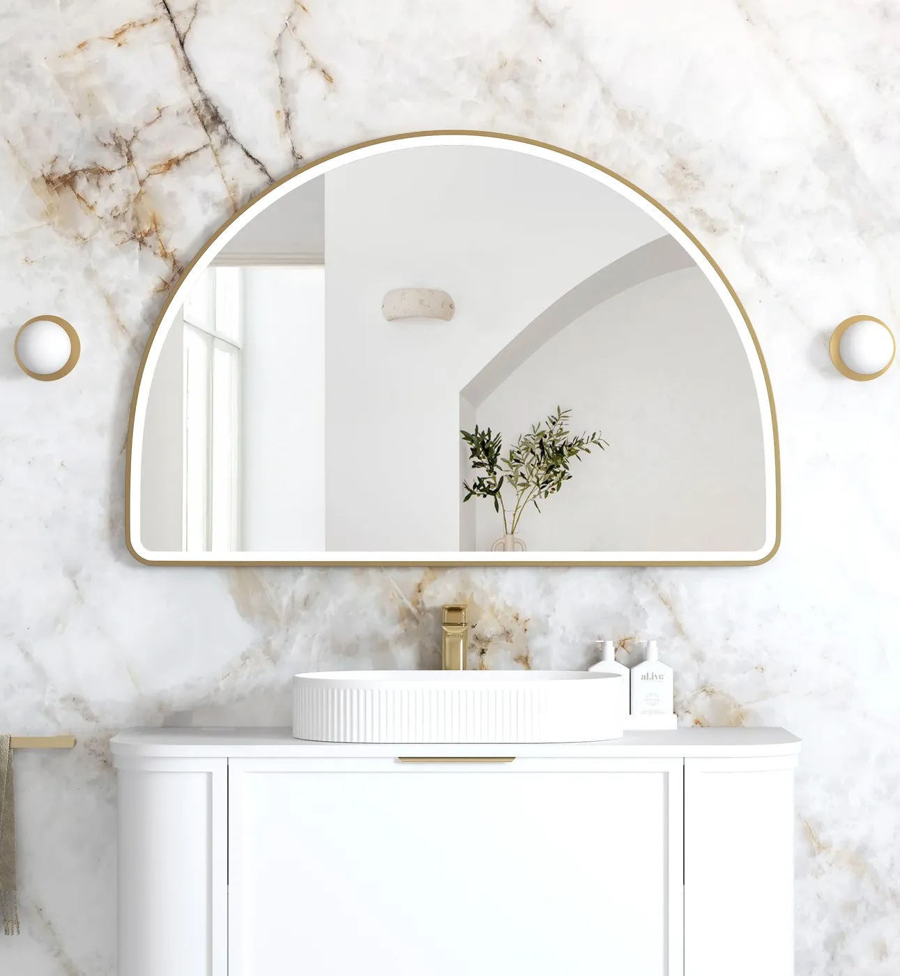 Moonlight Archie Gold Metal Frame Led Mirror 800 x 1200
