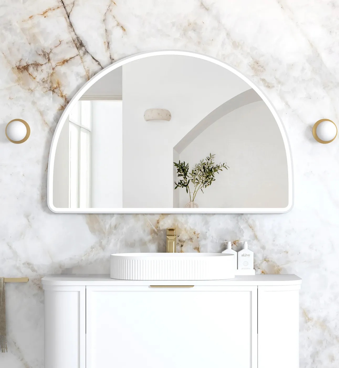 Moonlight Archie White Metal Frame Led Mirror 800 x 1200
