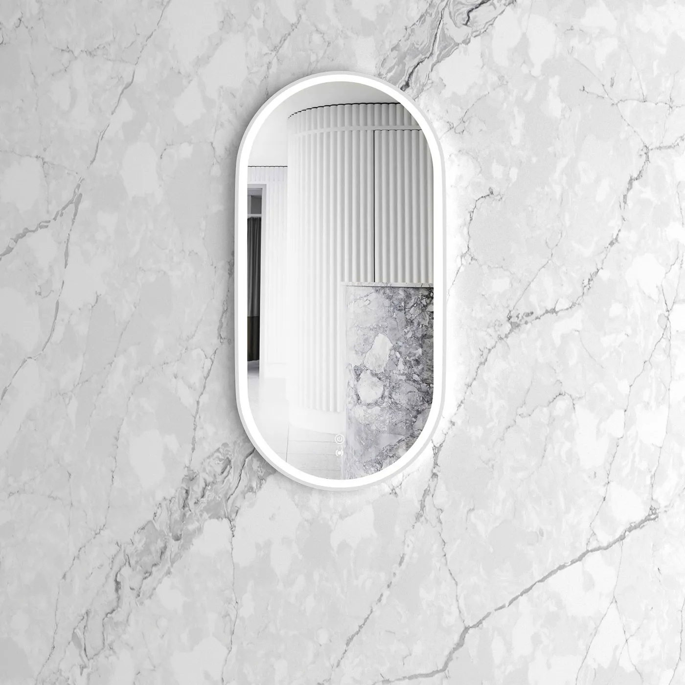 Noosa White Metal Frame Led Mirror 900 x 450