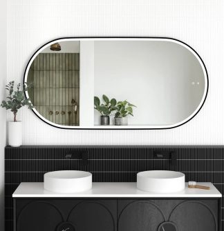 Noosa Matte Black Metal Frame Led Mirror 1500 x 750