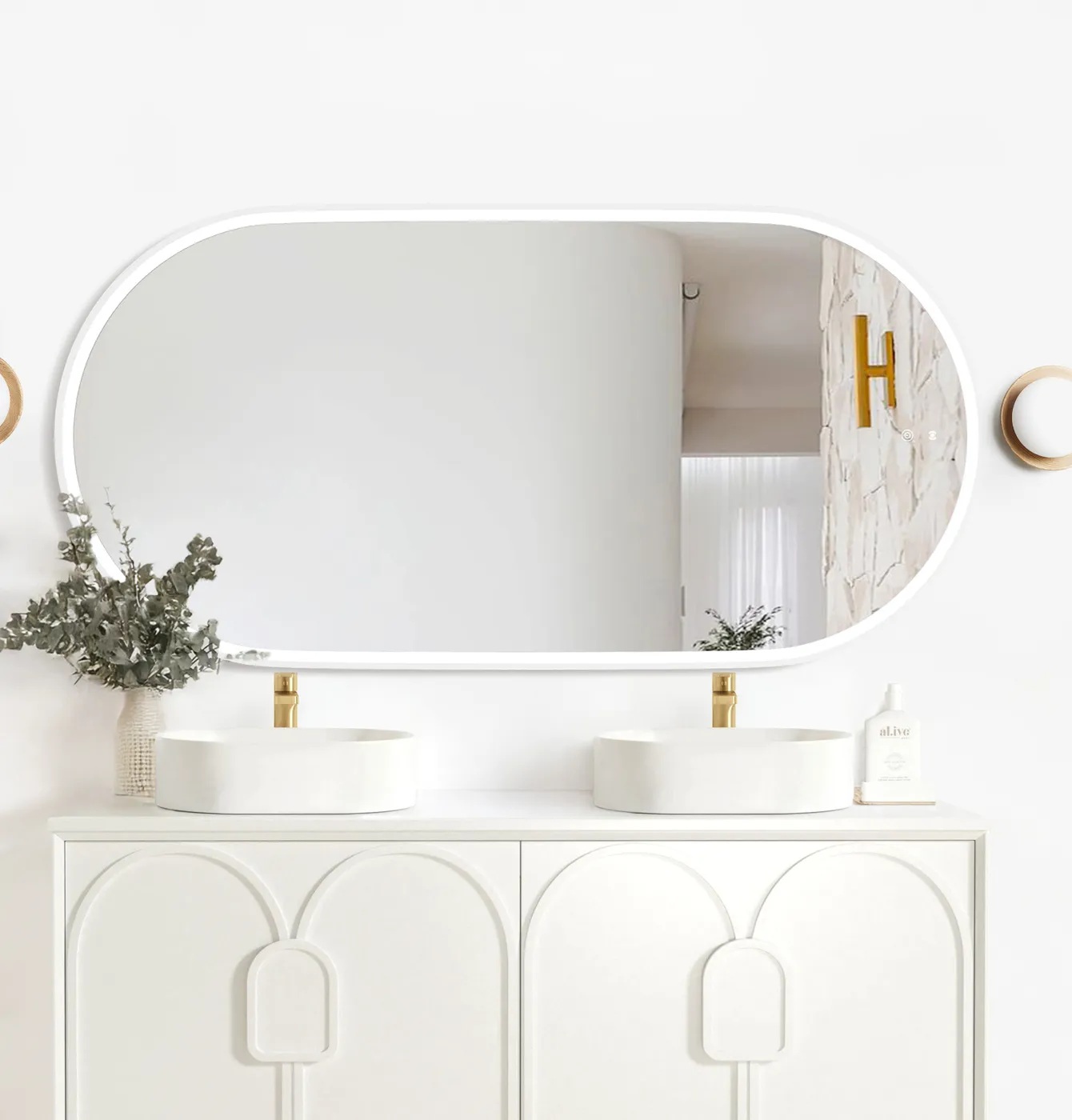 Noosa Matte White Metal Frame Led Mirror 1500 x 750 - Image 2