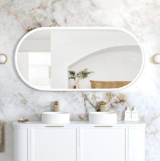 Noosa Matte White Metal Frame Led Mirror 1500 x 750