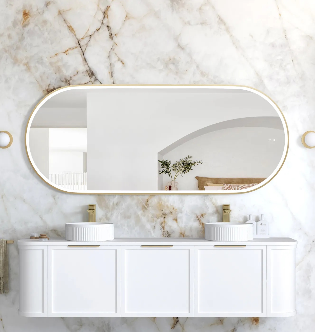 Noosa Gold Metal Frame Led Mirror 1800 x 750