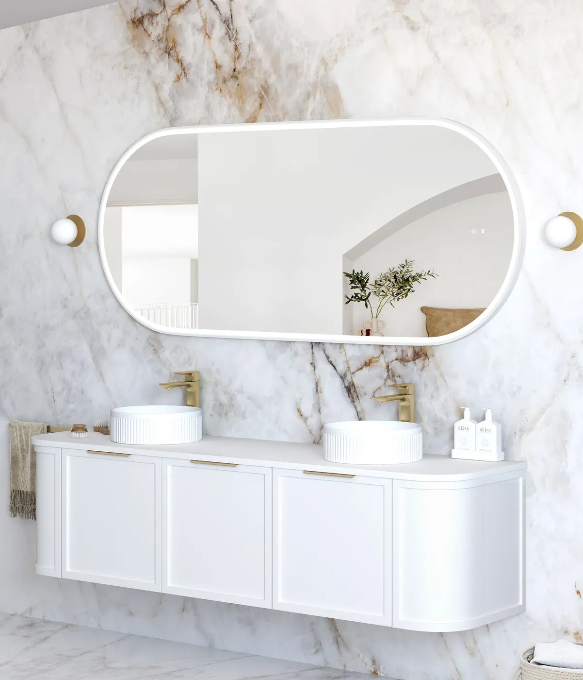 Noosa White Metal Frame Led Mirror 1800 x 750 - Image 2