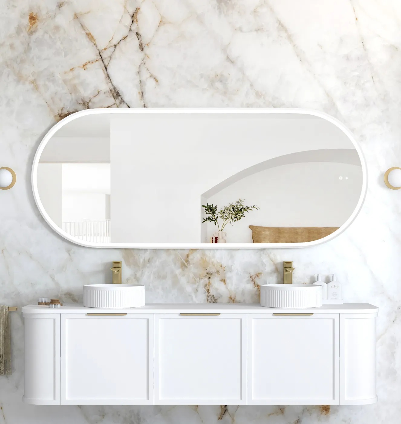 Noosa White Metal Frame Led Mirror 1800 x 750